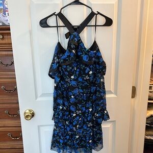 Alexia Admor Black and Blue Embroidered Dress